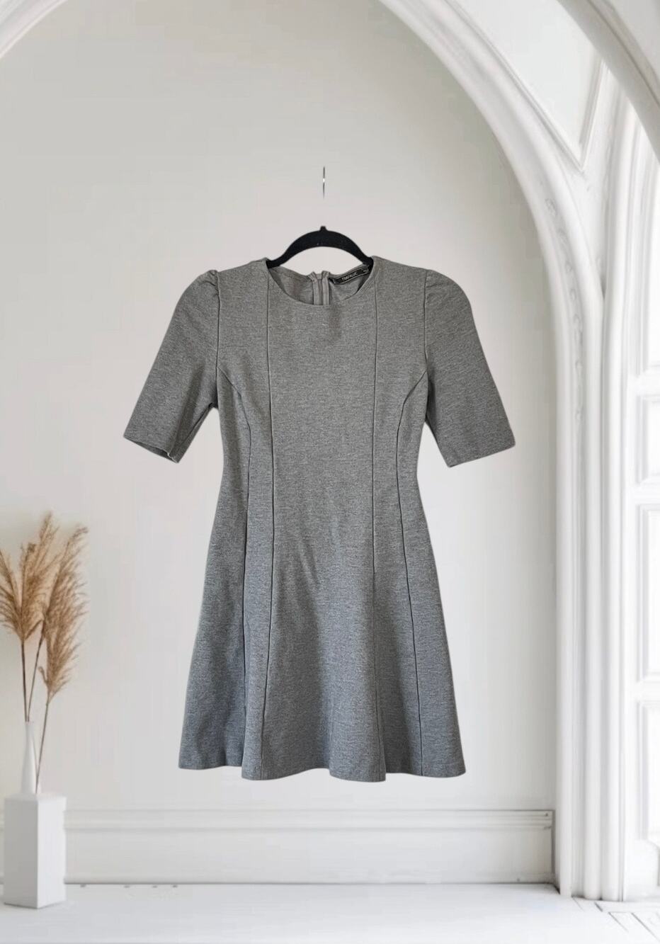 Zara Trafaluc Fit & Flare Mini Dress Grey Stretch Grey Size Small